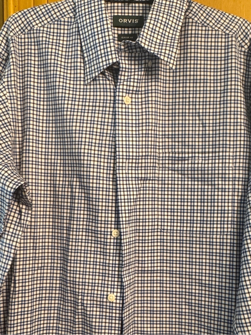 Orvis Large Tall Wrinkle Free Plaid Button Down Classic Fit Blue Check L Tall